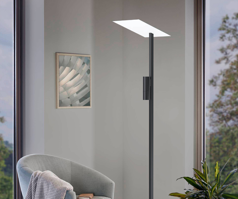Boden Strahler LED Design Edelstahl Standlampe Stehleuchte Wohnzimmer Lese Licht 