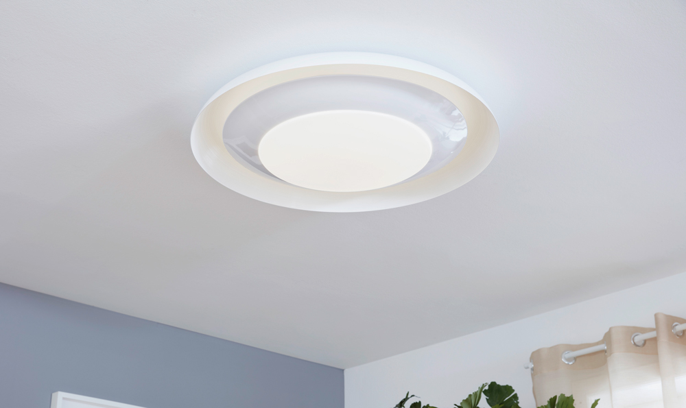 Eglo Aliste 3-Lumière DEL Flush Mount Lampe de plafond effet marbre blanc 30 cm Dia. 